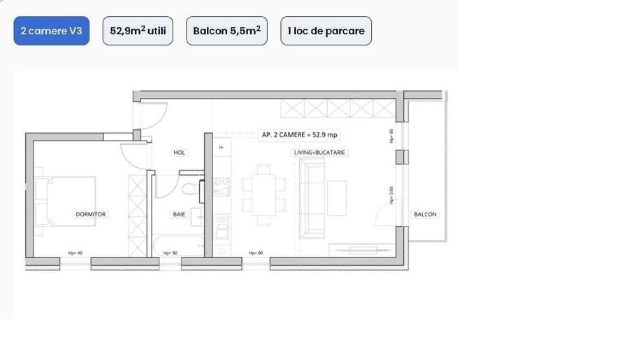 Apartament cu 2 camere semidecomandat în Giroc