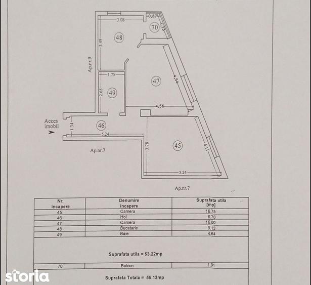 Apartament cu 2 camere semidecomandat în Valu lui Traian