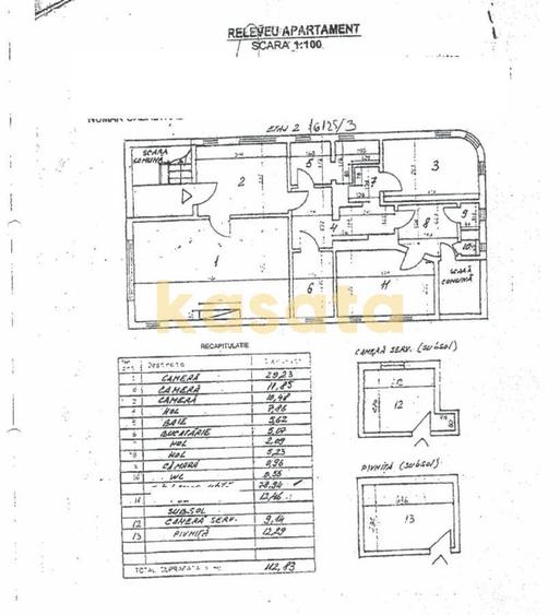 Apartament cu 3 camere, mobilat în Casin