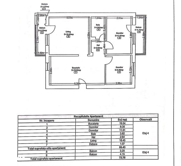 Apartament cu 3 camere decomandat în Mărăști