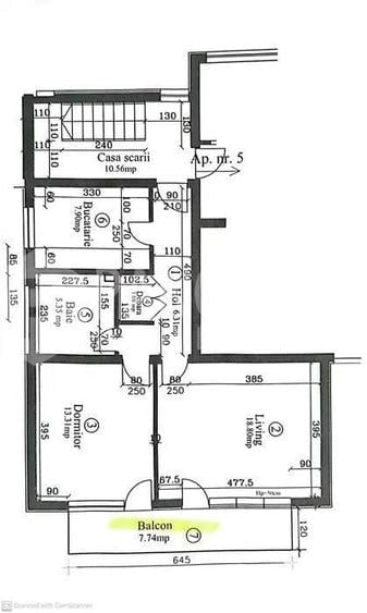 Apartament cu 2 camere decomandat în Borhanci