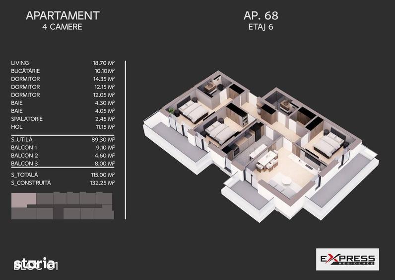 Apartament cu 4 camere în Metalurgiei