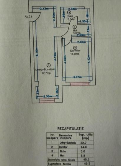 Apartament cu 2 camere semidecomandat, mobilat în Pipera