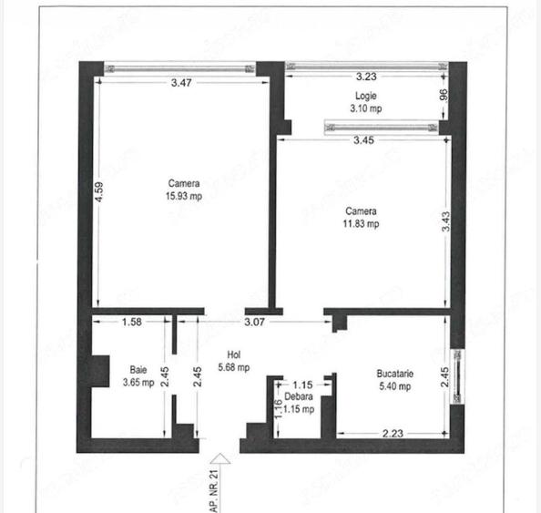 Apartament cu 2 camere decomandat în Olimpia-Stadion