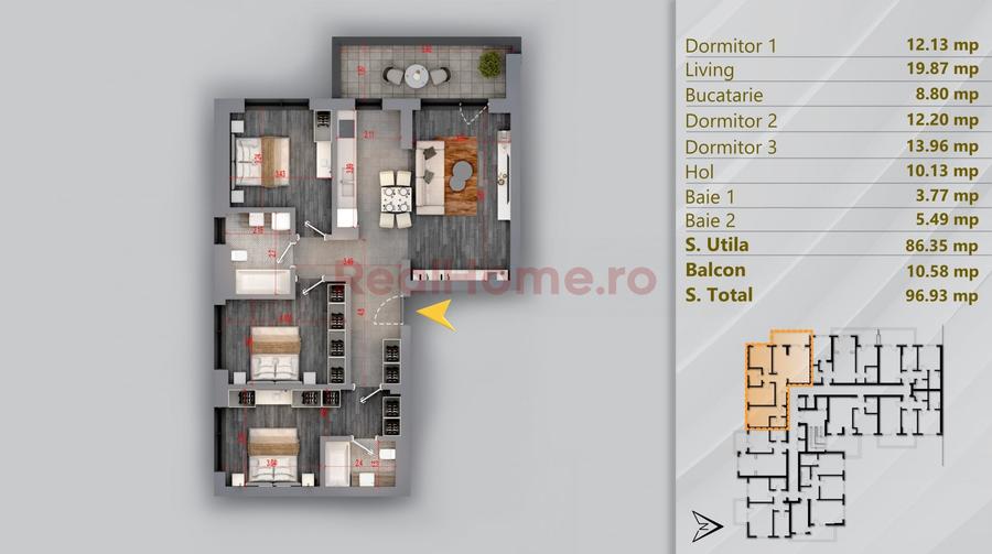 Apartament cu 4 camere decomandat în Theodor Pallady