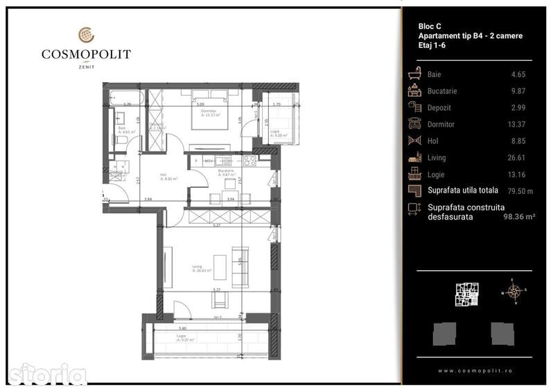 Apartament cu 2 camere în Valea Cetății