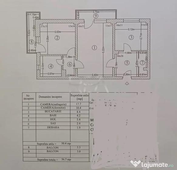 Apartament cu 2 camere semidecomandat în Mărgeanului