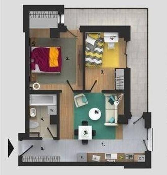 Apartament cu 3 camere în Bună Ziua
