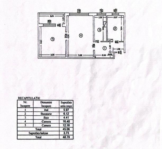 Apartament cu 2 camere nedecomandat în Podu Roș