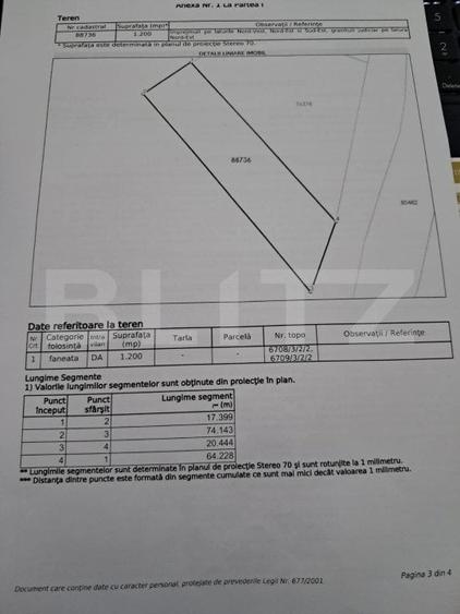 Teren Construcții intravilan de 1200 mp, în Centura
