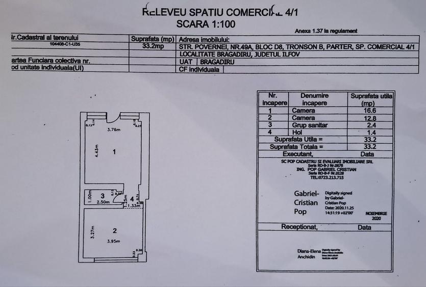 Spațiu comercial, de 33 mp, în Central