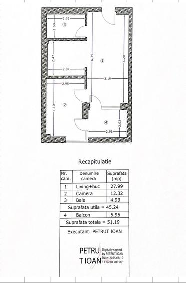 Apartament cu 2 camere semidecomandat în Aviației