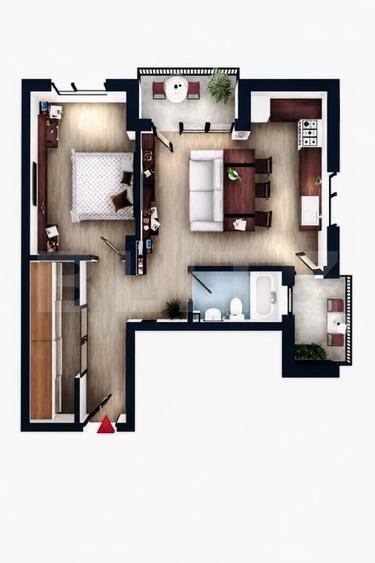 Apartament cu 2 camere semidecomandat în Florești