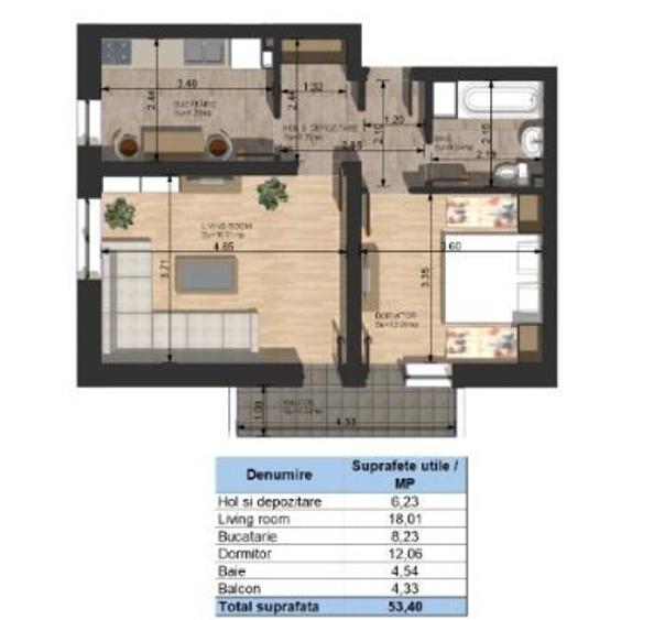 Apartament cu 2 camere în Câmpulung Muscel