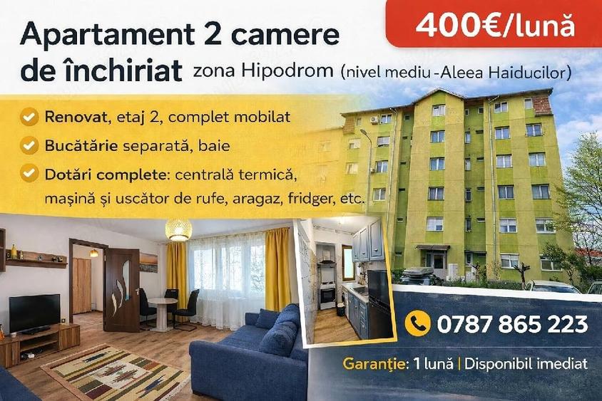 Apartament cu 2 camere semidecomandat în Central