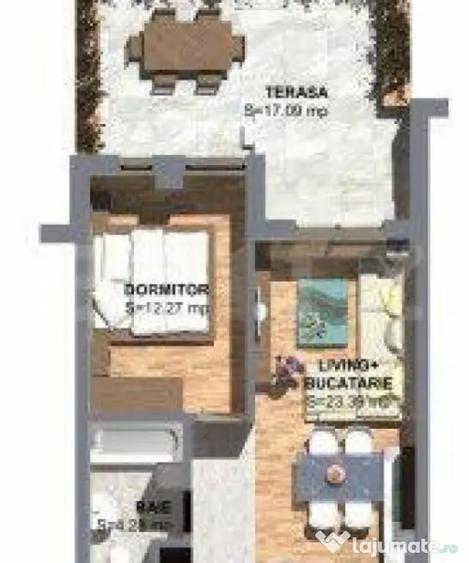 Apartament cu 2 camere semidecomandat în Torontalului