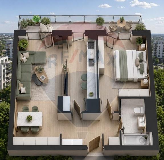Apartament cu 2 camere decomandat în Pipera