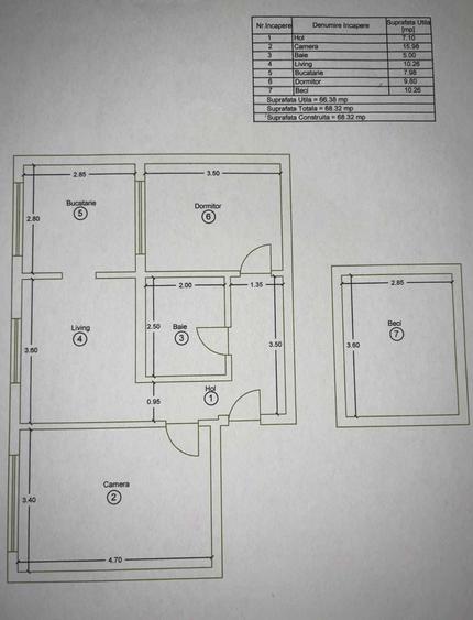 Apartament cu 3 camere în Central