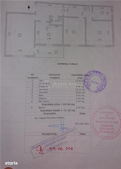 Apartament cu 3 camere decomandat în Central