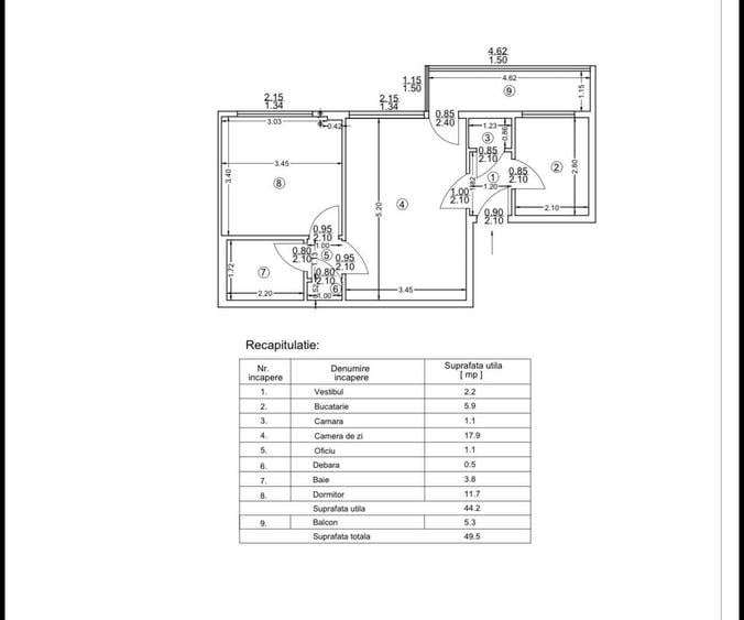 Apartament cu 2 camere semidecomandat în Domenii