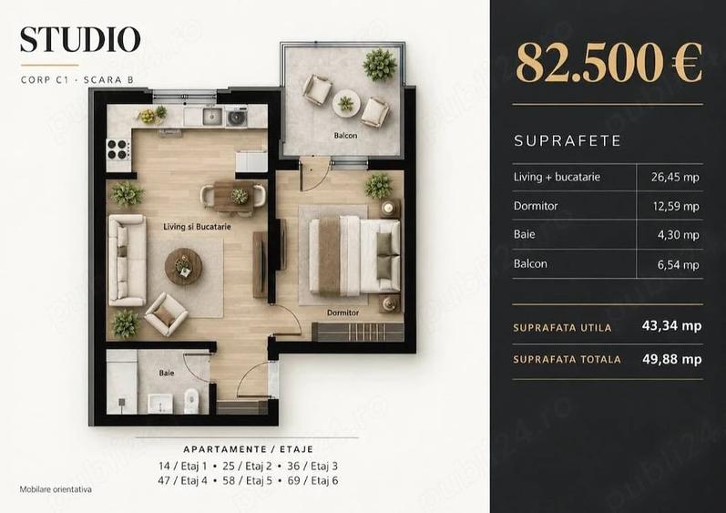 Apartament decomandat în Central
