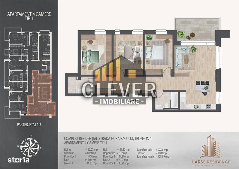 Apartament cu 4 camere în Theodor Pallady