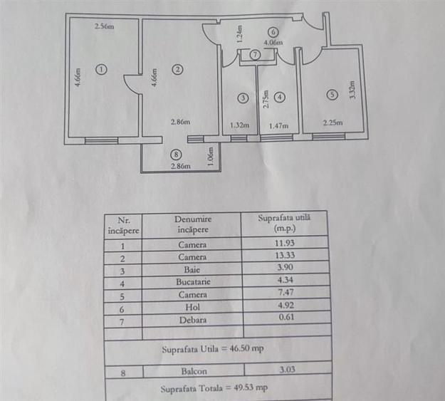 Apartament cu 3 camere semidecomandat, mobilat în Alexandru cel Bun