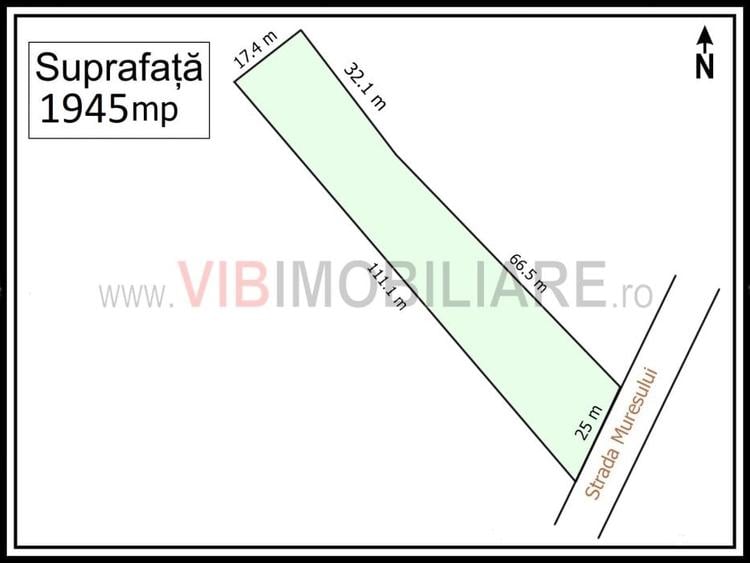Teren intravilan de 1945 mp, în Nord-Vest