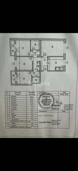 Apartament 4 camere, 86,6mp, decomandat
