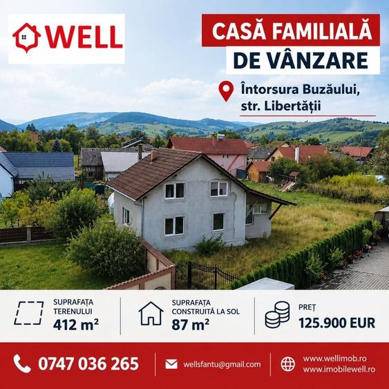 Casă cu 4 camere cu Teren 412 Mp în Întorsura Buzăului