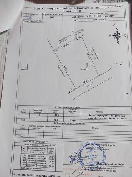 Teren de 1000 mp, în Periș