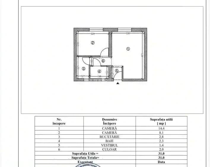 Apartament cu 2 camere semidecomandat în Central