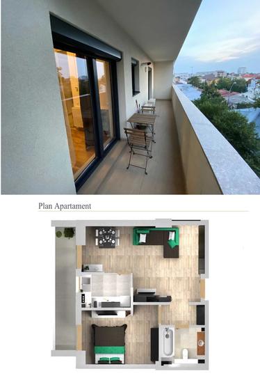 Apartament cu 2 camere semidecomandat în Banu Manta