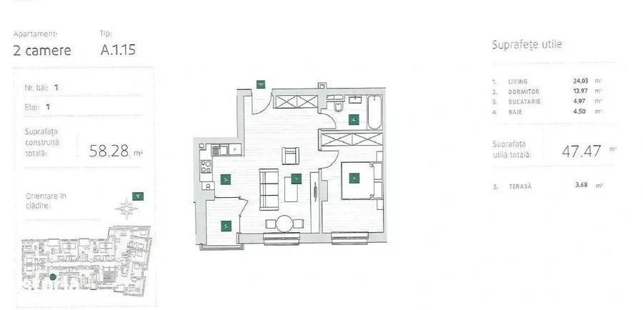 Apartament cu 2 camere semidecomandat în Pache Protopopescu