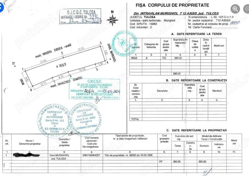 Teren de 400 mp, în Central