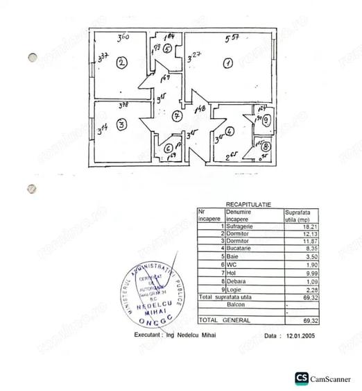 Apartament cu 3 camere decomandat, mobilat în Central