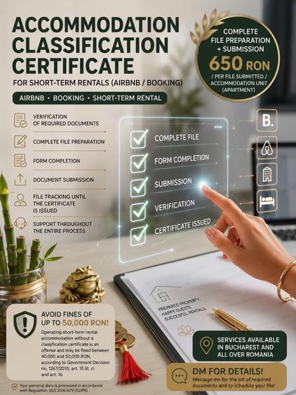 Obținere Certificat de Clasificare pentru Închiriere în Regim Hotelier (Airbnb - 2