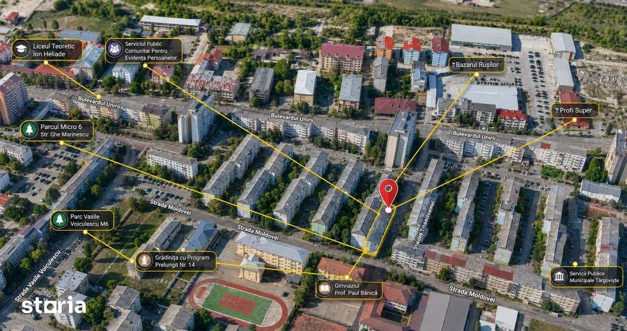 Apartament cu 2 camere semidecomandat în Micro 6