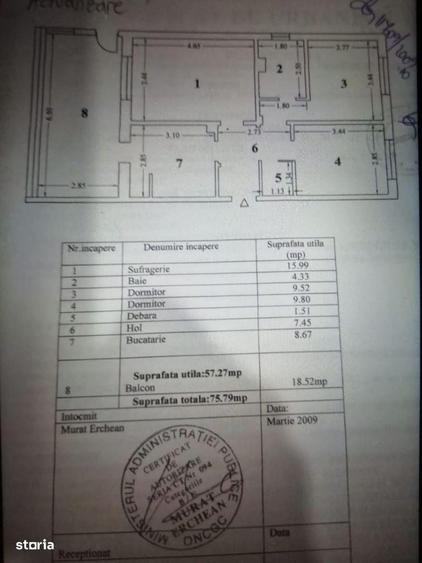 Apartament cu 3 camere decomandat, mobilat în Central