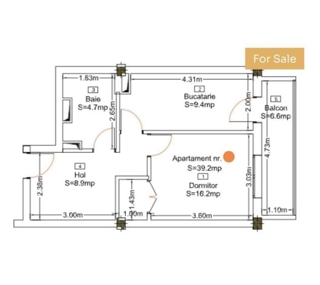 Apartament cu 2 camere decomandat în Oncea