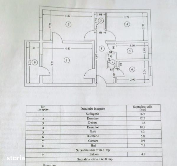Apartament cu 3 camere în Traian
