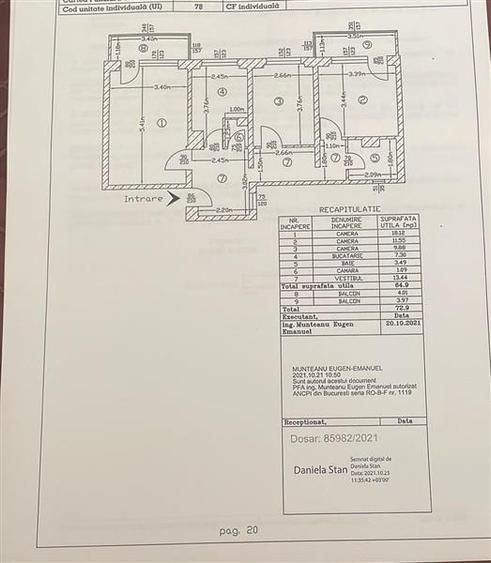 Apartament cu 3 camere decomandat în Tei