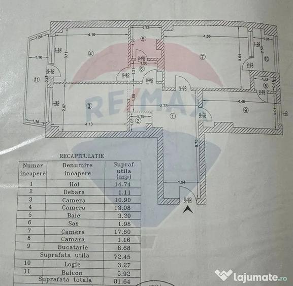 Apartament cu 3 camere decomandat în Fundeni