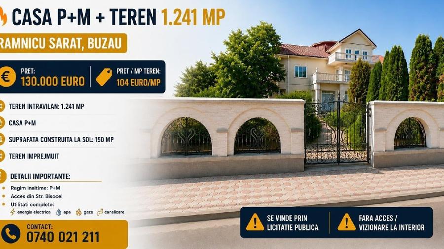 Casă individuală cu 4 camere cu Teren 1241 Mp în Central