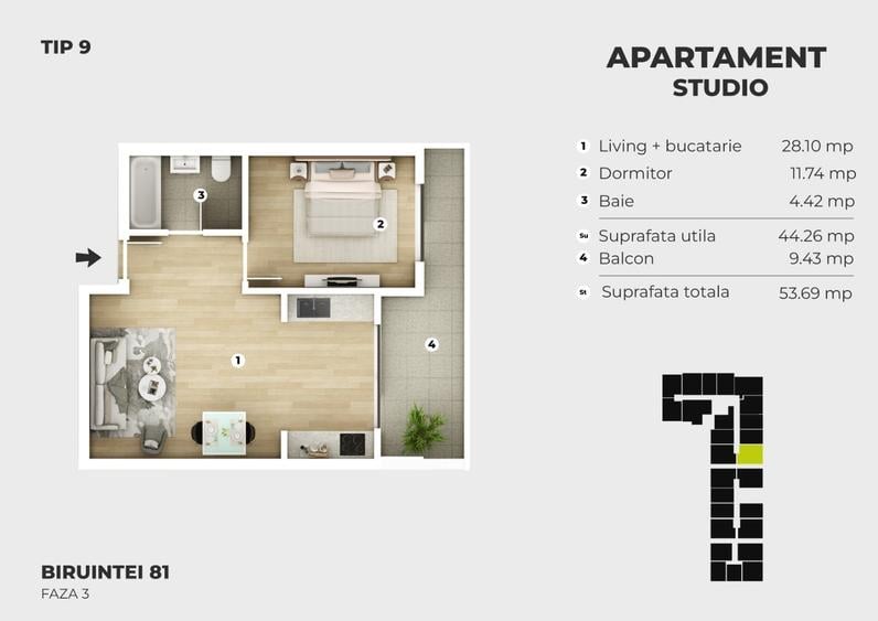 Apartament cu 2 camere nedecomandat în Berceni