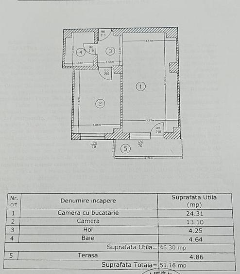 Apartament cu 2 camere semidecomandat, mobilat în Roșu