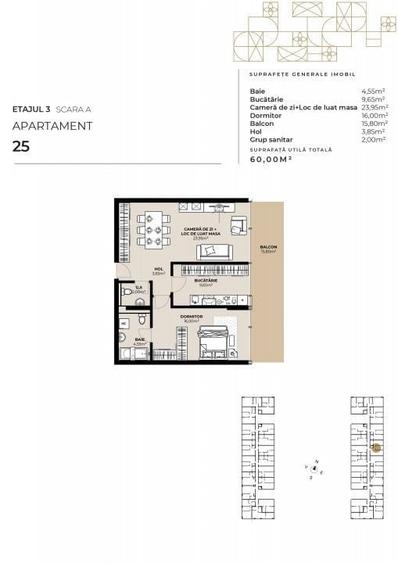 Apartament cu 2 camere în Gară