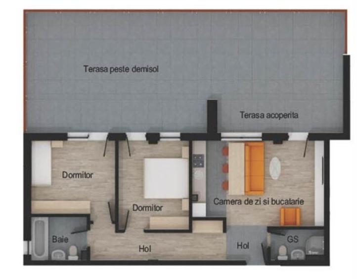Apartament cu 3 camere semidecomandat în Florești
