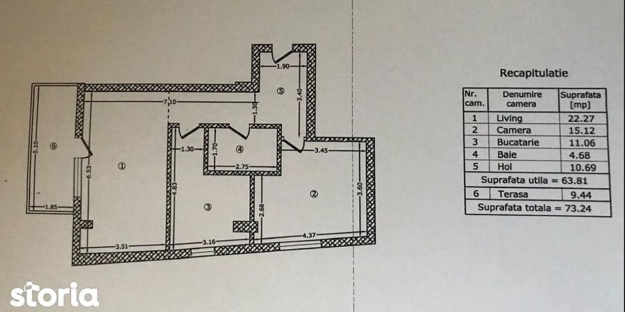 Apartament cu 3 camere decomandat, mobilat în Dămăroaia