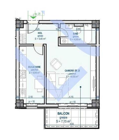 Apartament cu 2 camere decomandat în Central